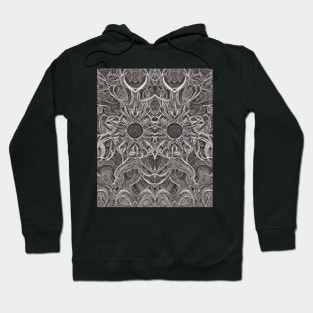 Grayscale Aesthetic Fractal Artwork - Black and White Abstract Artwork Hoodie